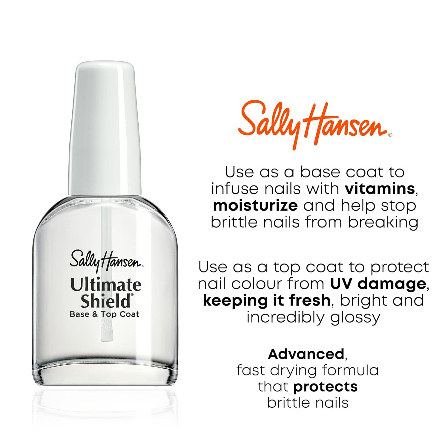 imageSally Hansen InstaDri Dries Instantly Top Coat Quick Dry Long Lasting StreakFree Shine Clear Nail PolishUltimate Shield Base and Top Coat