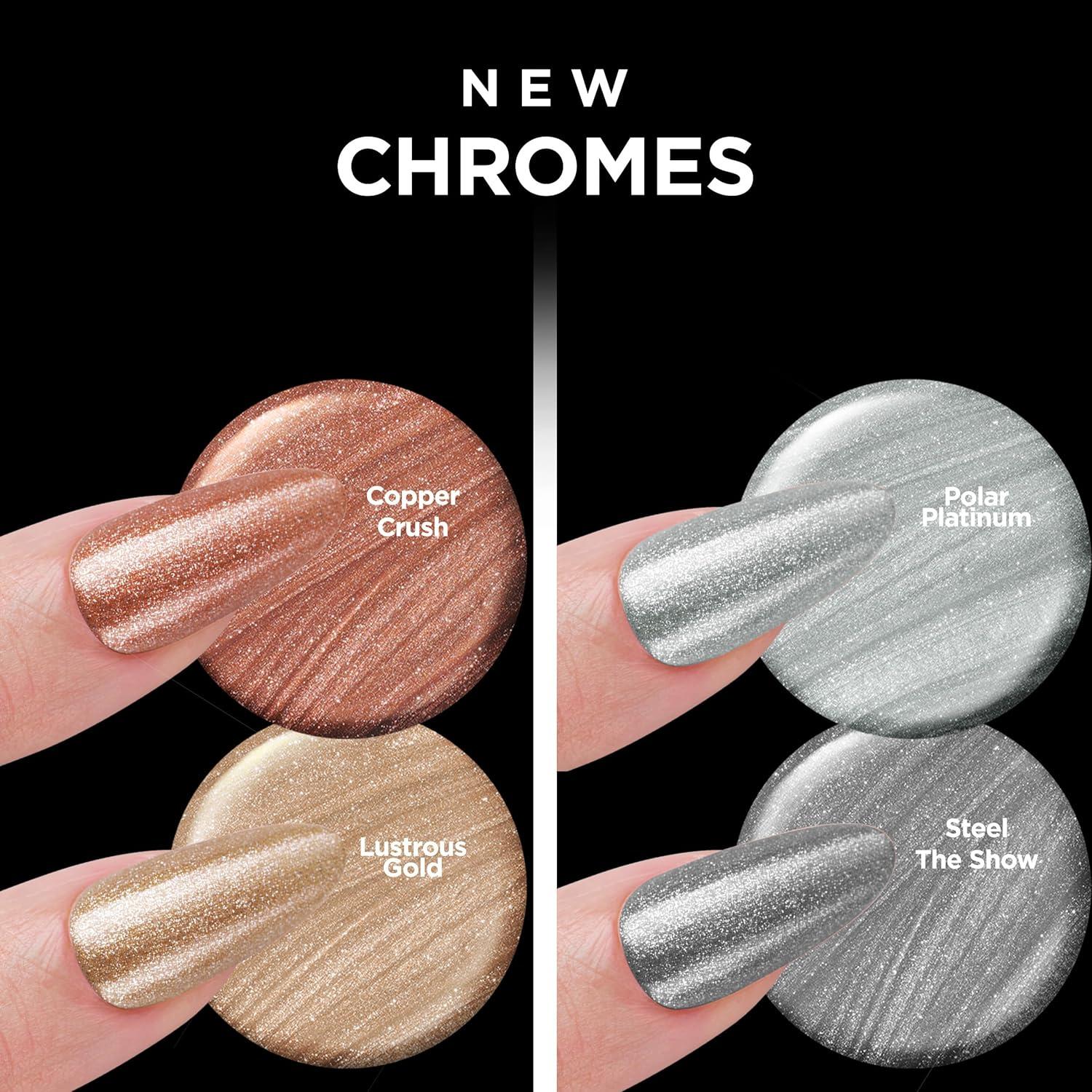 imageSally Hansen InstaDri Nail Polish Chrome Top Coat Quick Dry Long Lasting StreakFree Shine Opaque Polar Platinum Metallic Silver Nail Polish128 Lustrous Gold