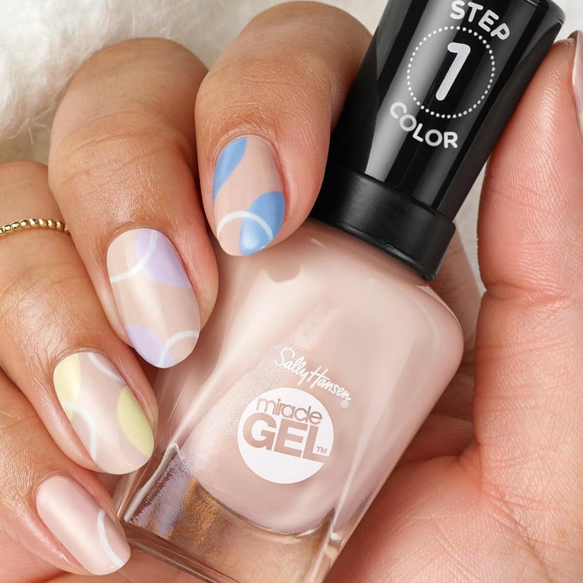 imageSally Hansen Miracle Gel Salon Quality Nail Polish GelLike Formula TwoStep System No UV Light Needed Long Lasting Opaque Crme 205 To The Taupe Deep Taupe Nail Polish202 Saddle Up