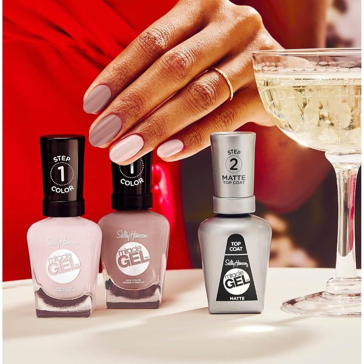 imageSally Hansen Miracle Gel Salon Quality Nail Polish GelLike Formula TwoStep System No UV Light Needed Long Lasting Opaque Crme 205 To The Taupe Deep Taupe Nail Polish232 Tutu The Ballet