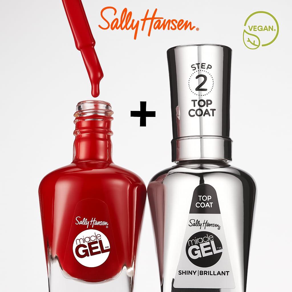 imageSally Hansen Miracle Gel Salon Quality Nail Polish GelLike Formula TwoStep System No UV Light Needed Long Lasting Opaque Glossy 449 Rhapsody Red Classic Red Nail Color912 Peppermint to Be