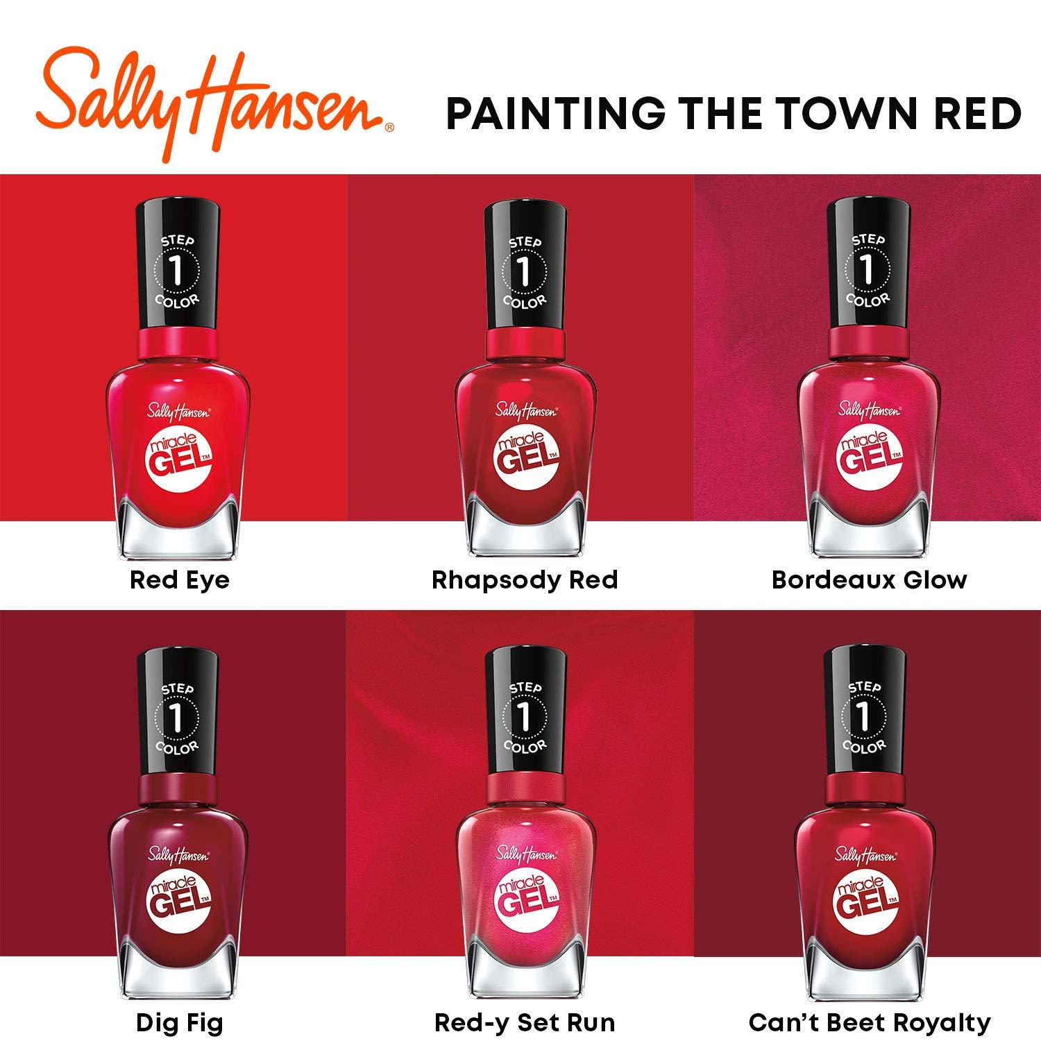 imageSally Hansen Miracle Gel Salon Quality Nail Polish GelLike Formula TwoStep System No UV Light Needed Long Lasting Opaque Glossy 449 Rhapsody Red Classic Red Nail Color449 Rhapsody Red
