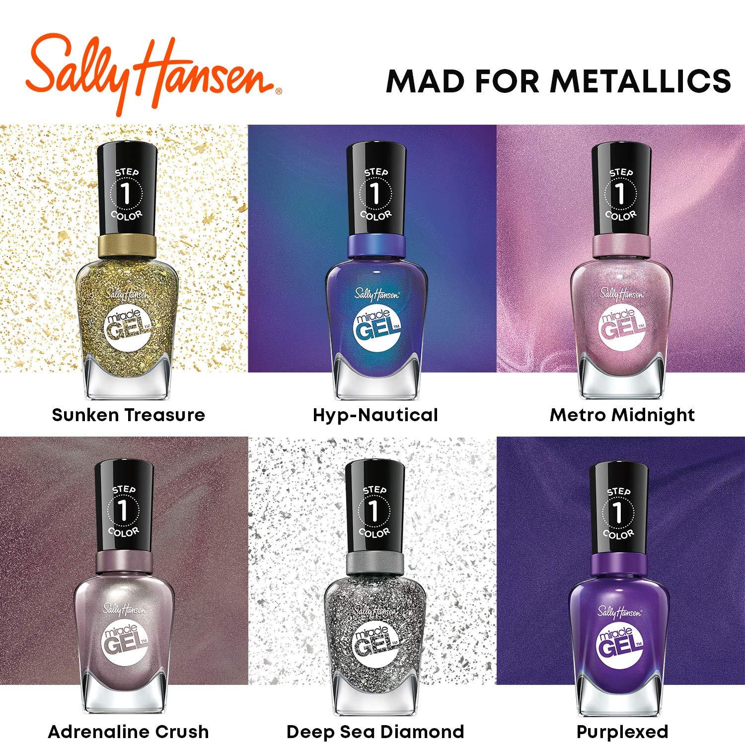 imageSally Hansen Miracle Gel Salon Quality Nail Polish GelLike Formula TwoStep System No UV Light Needed Long Lasting Opaque Shimmery 382 Sundown Socialite Brown Orange Nail Color777 Sunken Treasure