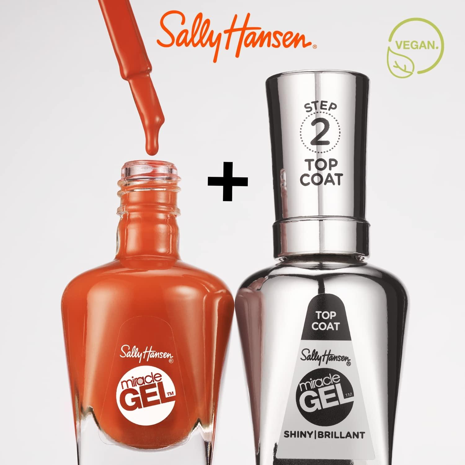 imageSally Hansen Miracle Gel Salon Quality Nail Polish GelLike Formula TwoStep System No UV Light Needed Long Lasting Opaque Shimmery 382 Sundown Socialite Brown Orange Nail Color55 Lemonchillo Neon