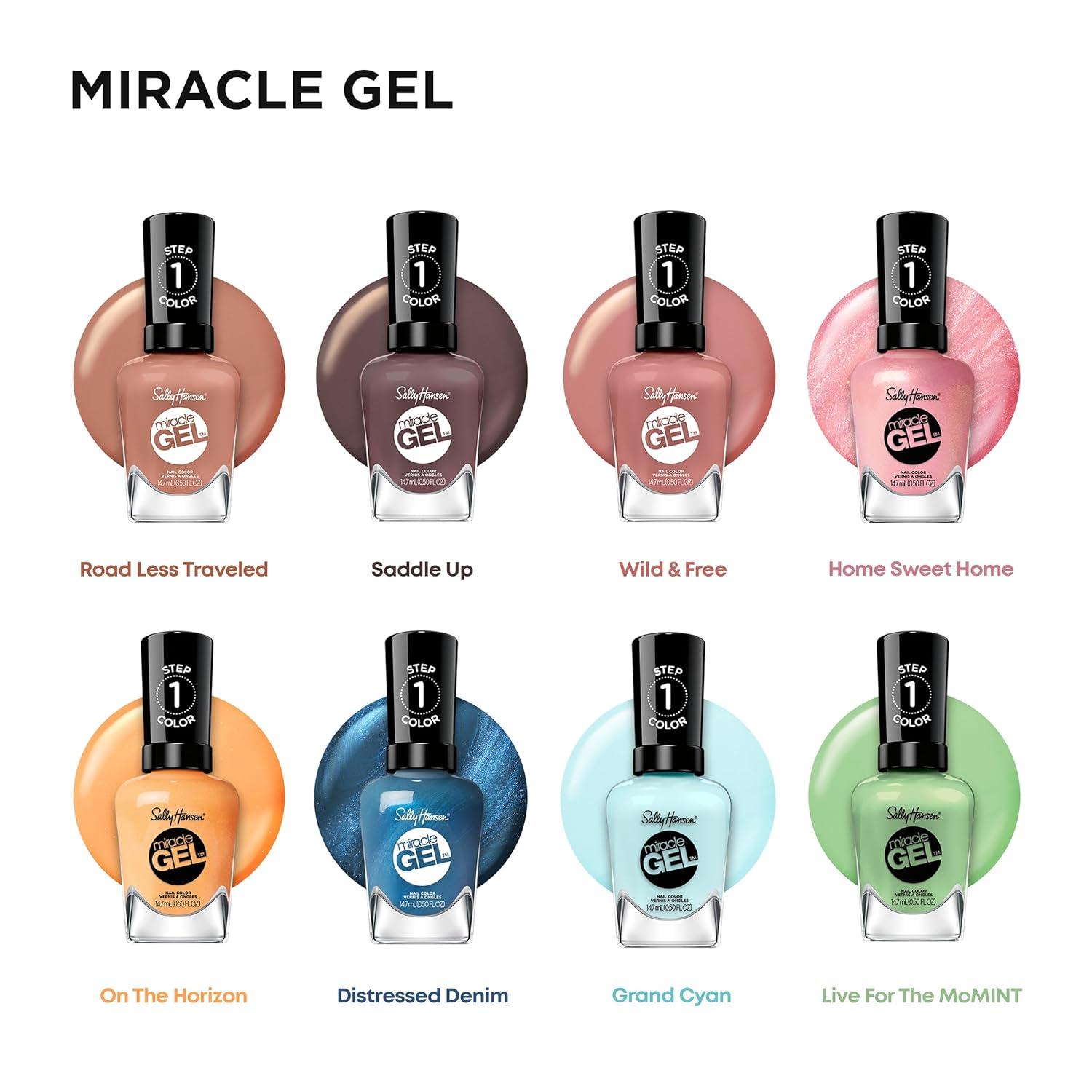 imageSally Hansen Miracle Gel Salon Quality Nail Polish GelLike Formula TwoStep System No UV Light Needed Long Lasting Shimmery 532 Affairy To Remember Purple with hints of Blue Nail Polish644 Distressed Denim