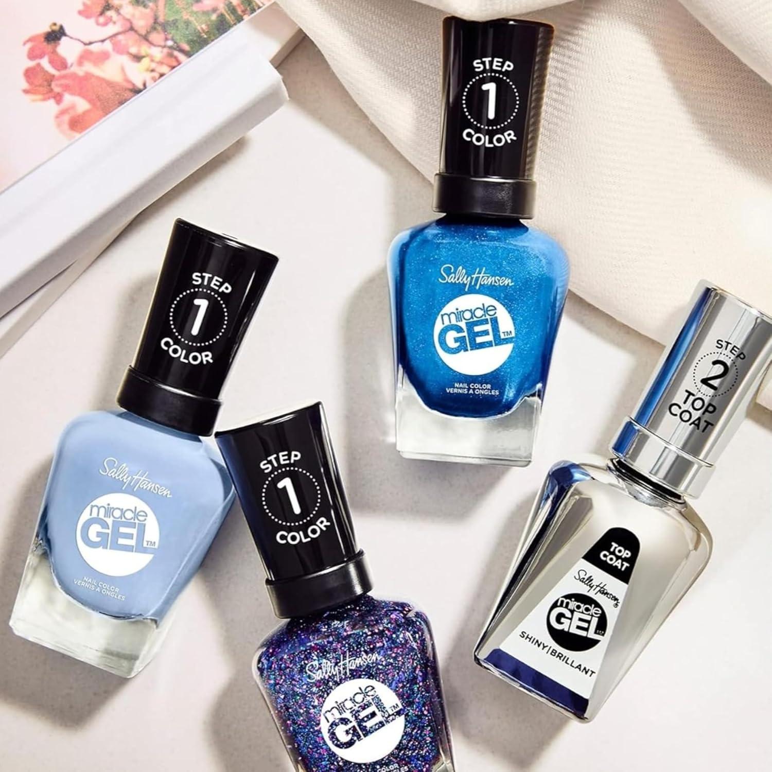 imageSally Hansen Miracle Gel Salon Quality Nail Polish GelLike Formula TwoStep System No UV Light Needed Long Lasting Shimmery 532 Affairy To Remember Purple with hints of Blue Nail Polish903 Seas the Day