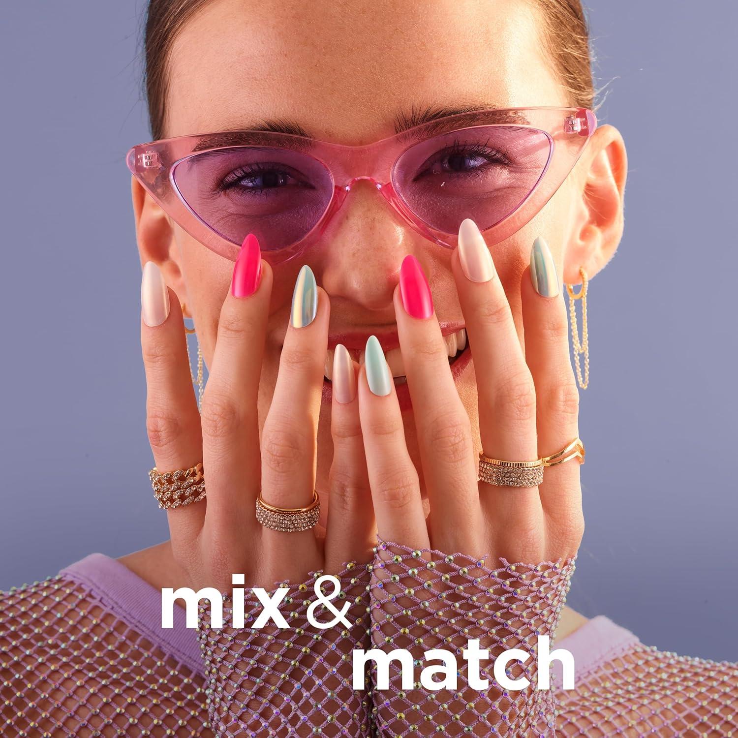 imageSally Hansen Salon Effects Perfect PressOn Nails Sqoval Shape Easy to Apply NonDamaging 30 Nails Nail Glue Adhesive Tabs File Miss BlissAlmond Nails Making A Splash