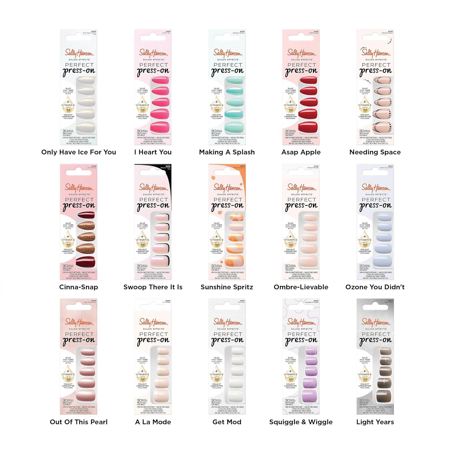 imageSally Hansen Salon Effects Perfect PressOn Nails Sqoval Shape Easy to Apply NonDamaging 30 Nails Nail Glue Adhesive Tabs File Miss BlissAlmond Nails Making A Splash