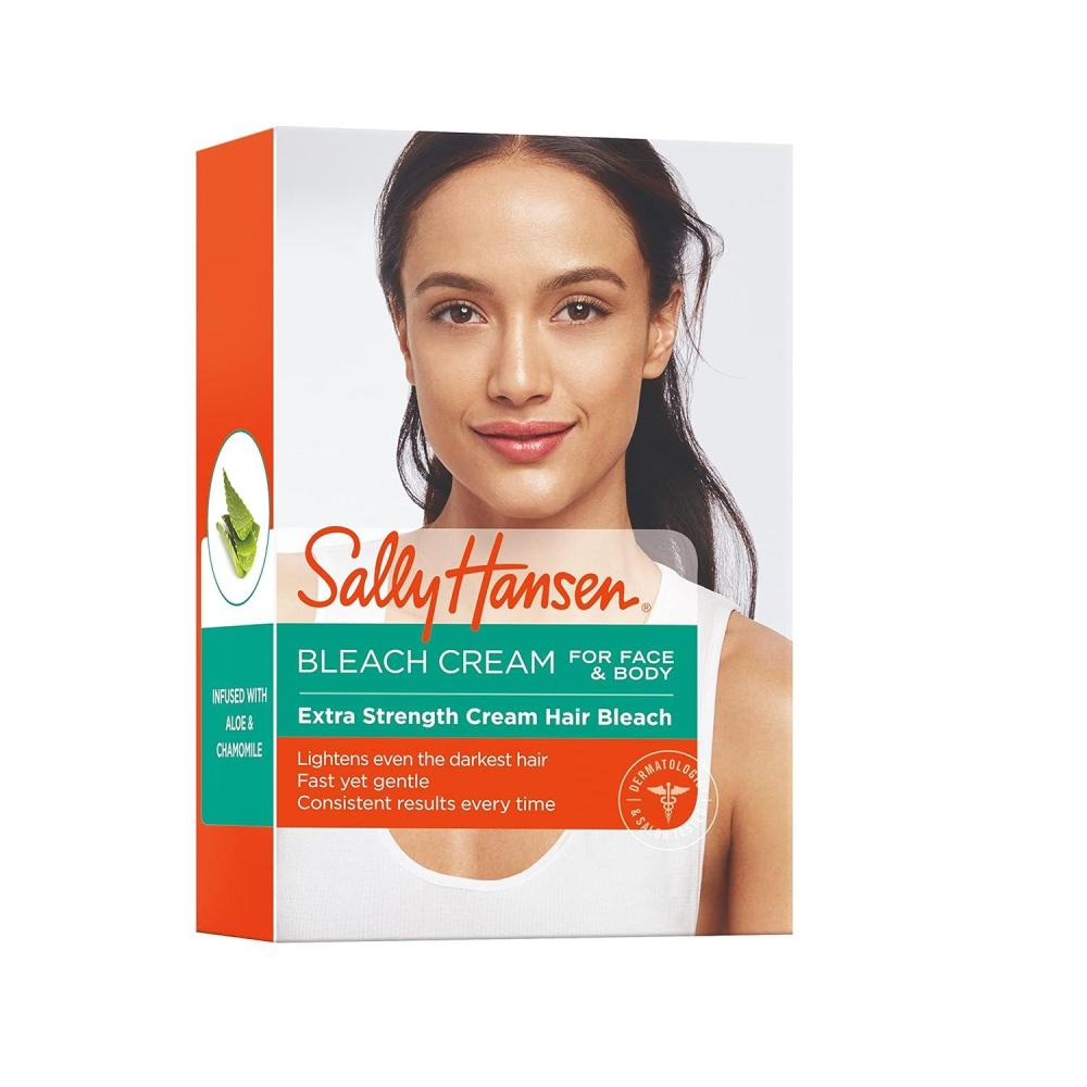 imageSally Hansen Bleach Cream for Facial Hair ampamp Body Hair Vegan Formula Enriched with Glycerin All Skin TypesExtra Strength Crme