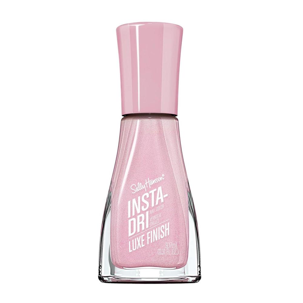 imageSally Hansen InstaDri Crystal Nail Polish  Quick Dry Long Lasting StreakFree Shine  Opaque Shimmery  118 Quartz Queen  Holographic Baby Pink Nail Color64 Spill the Velvetea