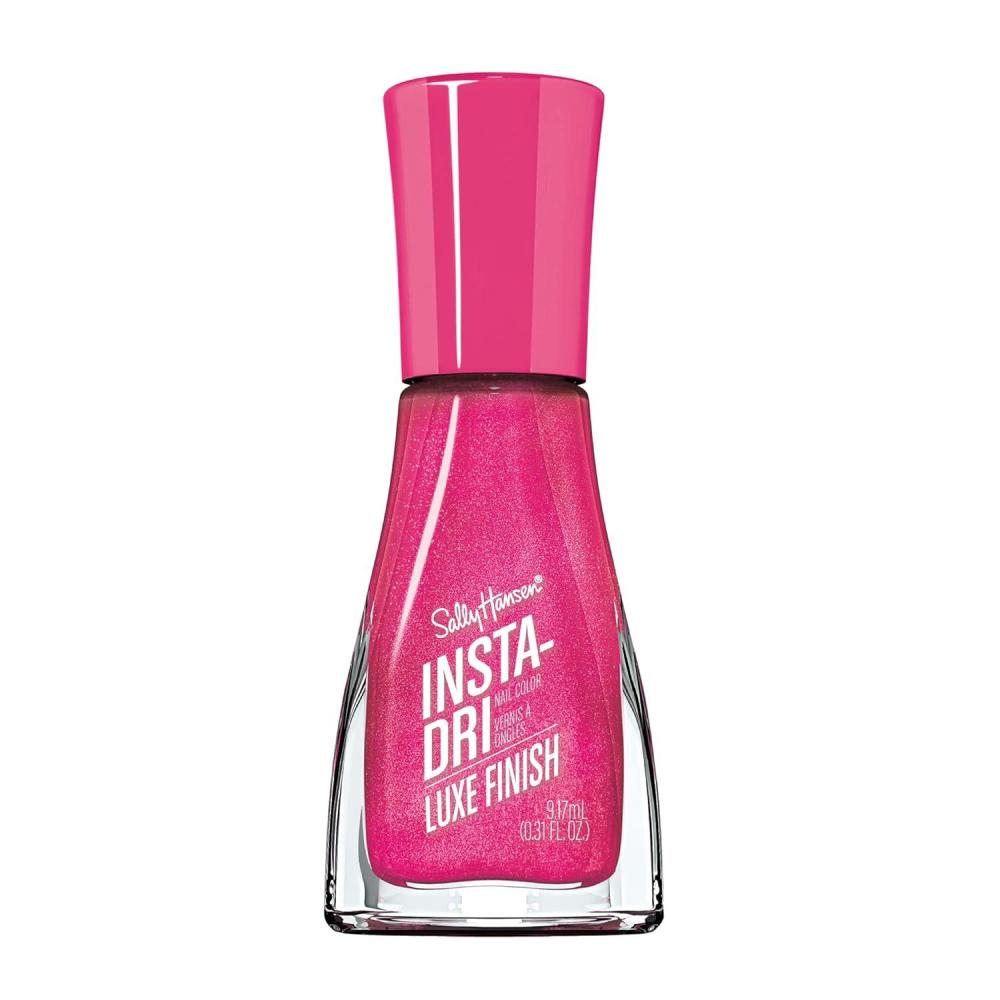 imageSally Hansen InstaDri Crystal Nail Polish  Quick Dry Long Lasting StreakFree Shine  Opaque Shimmery  118 Quartz Queen  Holographic Baby Pink Nail Color63 Sleekaboo