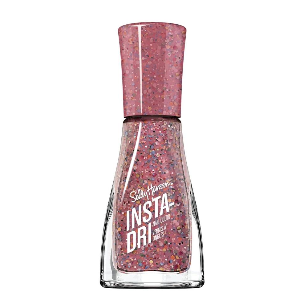 imageSally Hansen InstaDri Crystal Nail Polish  Quick Dry Long Lasting StreakFree Shine  Opaque Shimmery  118 Quartz Queen  Holographic Baby Pink Nail Color288 Confetti Pop