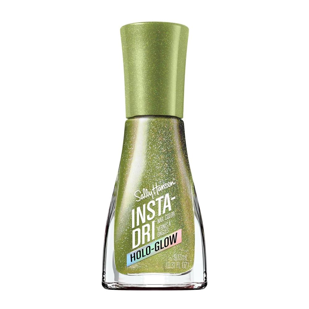 imageSally Hansen InstaDri Crystal Nail Polish  Quick Dry Long Lasting StreakFree Shine  Opaque Shimmery  121 Aquamarine Aura  Holographic BlueGreen Nail Color106 Limelight