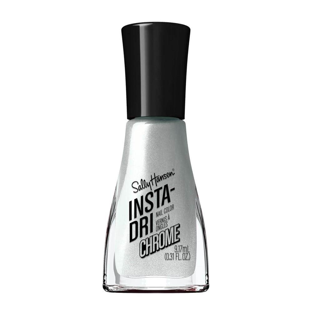 imageSally Hansen InstaDri Nail Polish Chrome Top Coat Quick Dry Long Lasting StreakFree Shine Opaque Polar Platinum Metallic Silver Nail Polish125 Polar Platinum