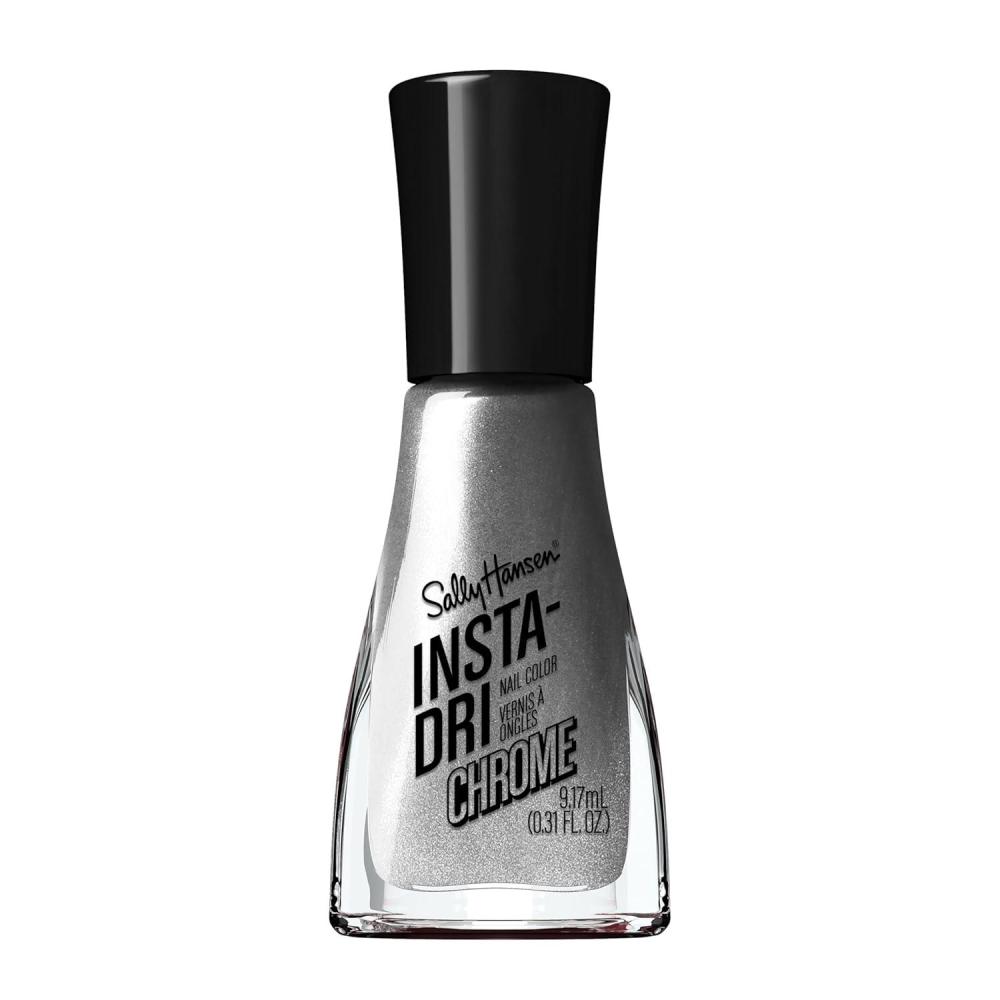 imageSally Hansen InstaDri Nail Polish Chrome Top Coat Quick Dry Long Lasting StreakFree Shine Opaque Polar Platinum Metallic Silver Nail Polish126 Steel the Show