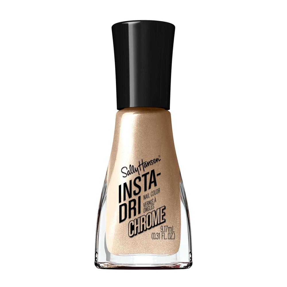 imageSally Hansen InstaDri Nail Polish Chrome Top Coat Quick Dry Long Lasting StreakFree Shine Opaque Polar Platinum Metallic Silver Nail Polish128 Lustrous Gold