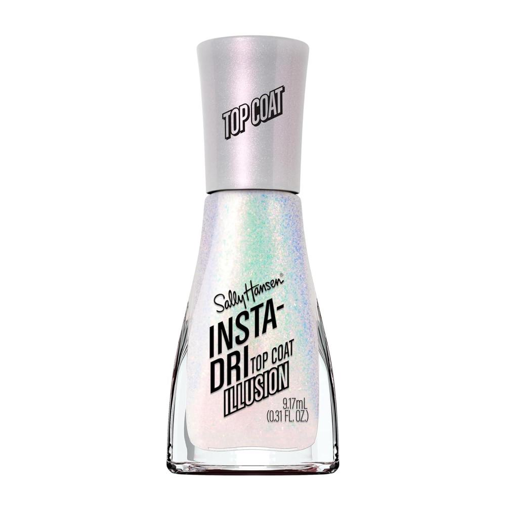 imageSally Hansen InstaDri Nail Polish Chrome Top Coat Quick Dry Long Lasting StreakFree Shine Opaque Polar Platinum Metallic Silver Nail Polish129 Illusion Top Coat