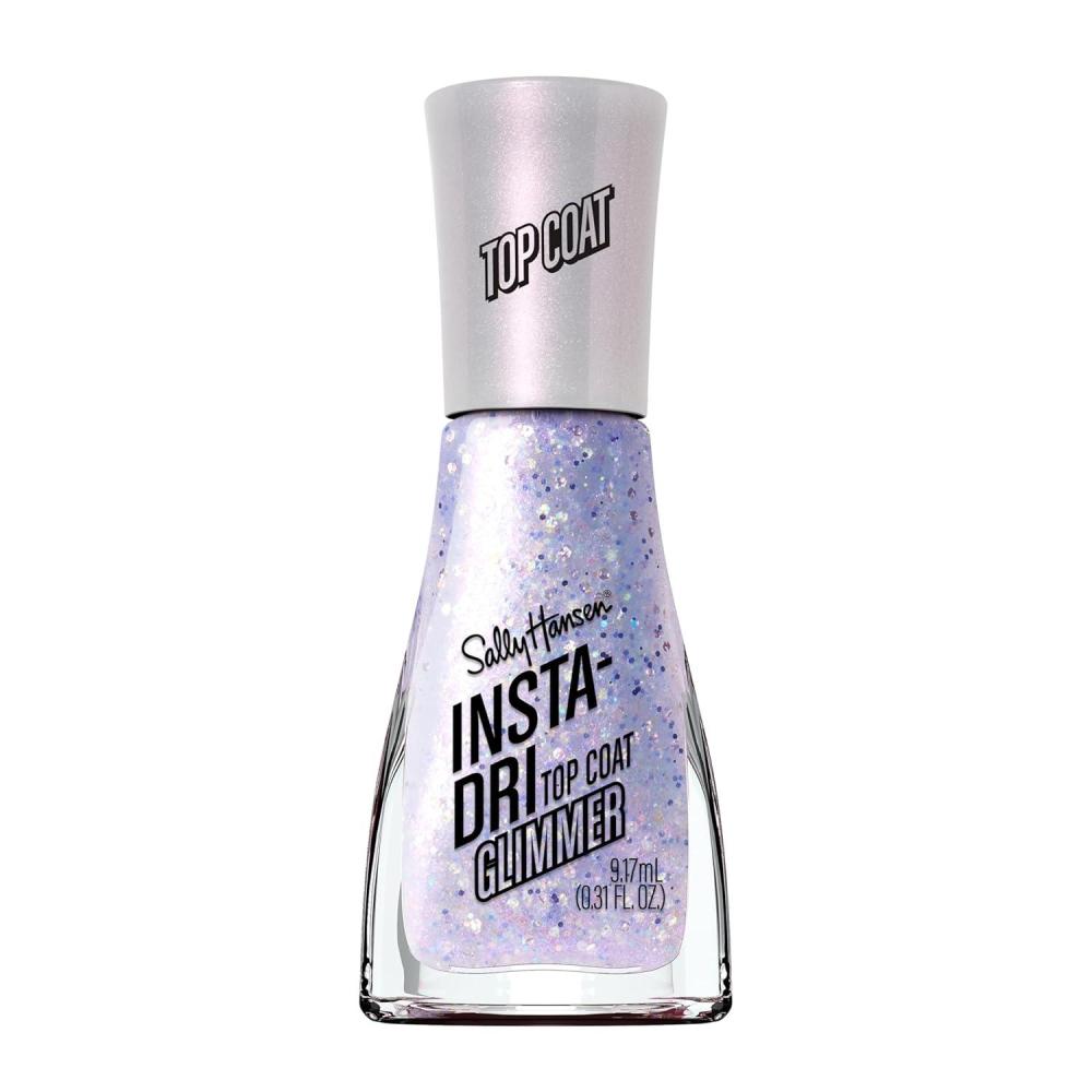 imageSally Hansen InstaDri Nail Polish Chrome Top Coat  Quick Dry Long Lasting StreakFree Shine Opaque  Polar Platinum  Metallic Silver Nail Polish131 Glimmer Top Coat