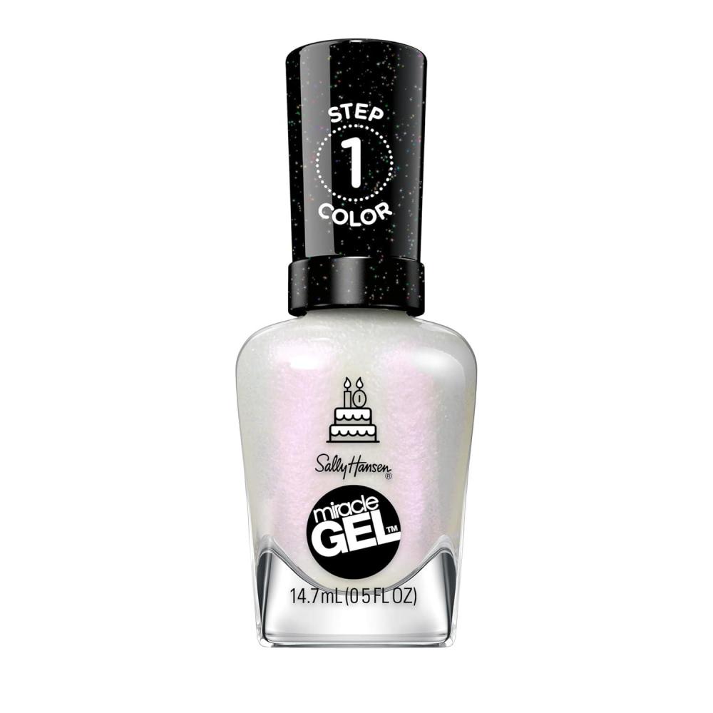imageSally Hansen Miracle Gel Holiday Salon Quality Nail Polish  GelLike Formula TwoStep System No UV Light Needed Long Lasting  Opaque Glittery 911 Whisk You a Merry Xmas  White Nail Polish785 Twinkle Whites