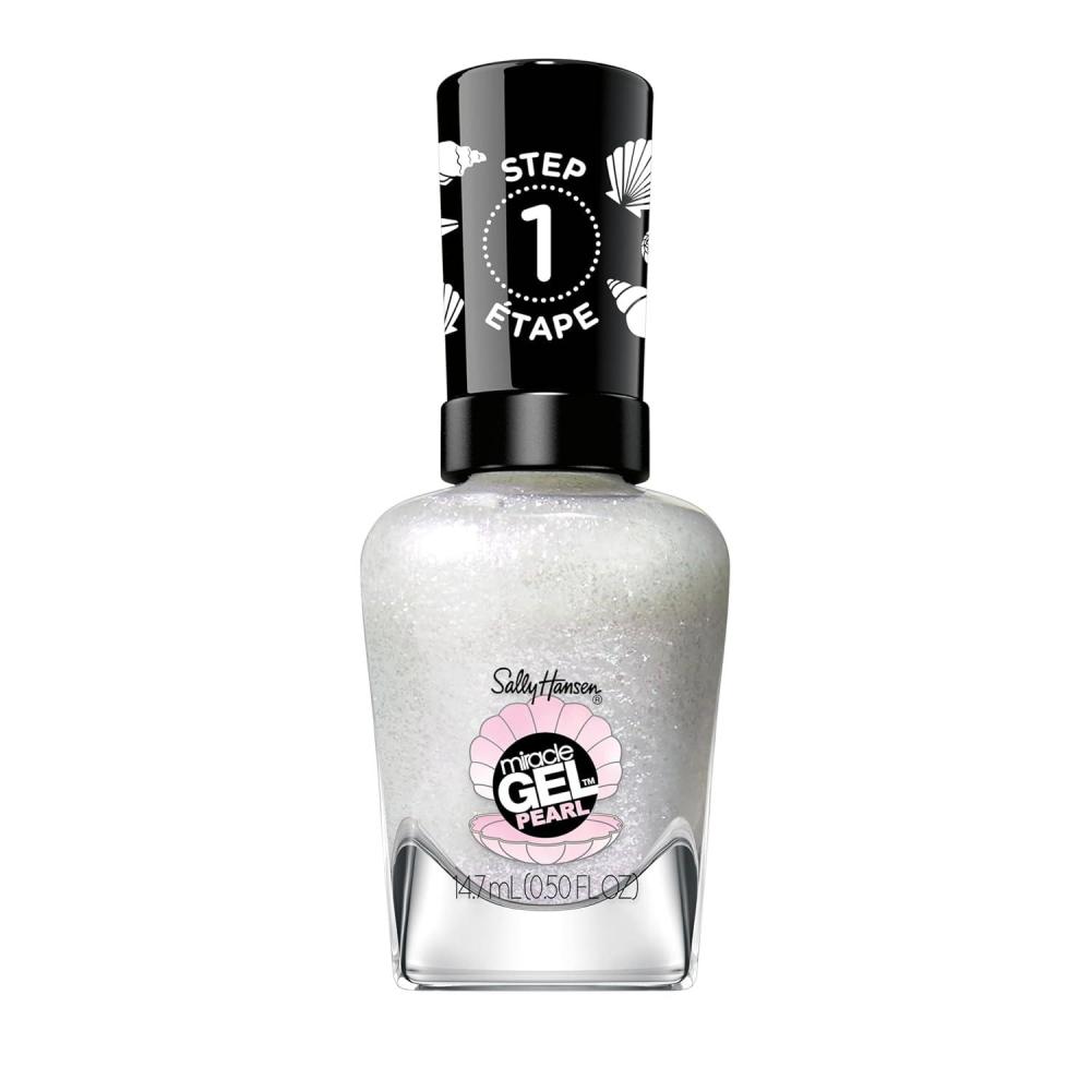 imageSally Hansen Miracle Gel Holiday Salon Quality Nail Polish GelLike Formula TwoStep System No UV Light Needed Long Lasting Opaque Glittery 911 Whisk You a Merry Xmas White Nail Polish909 Moonlight Mist