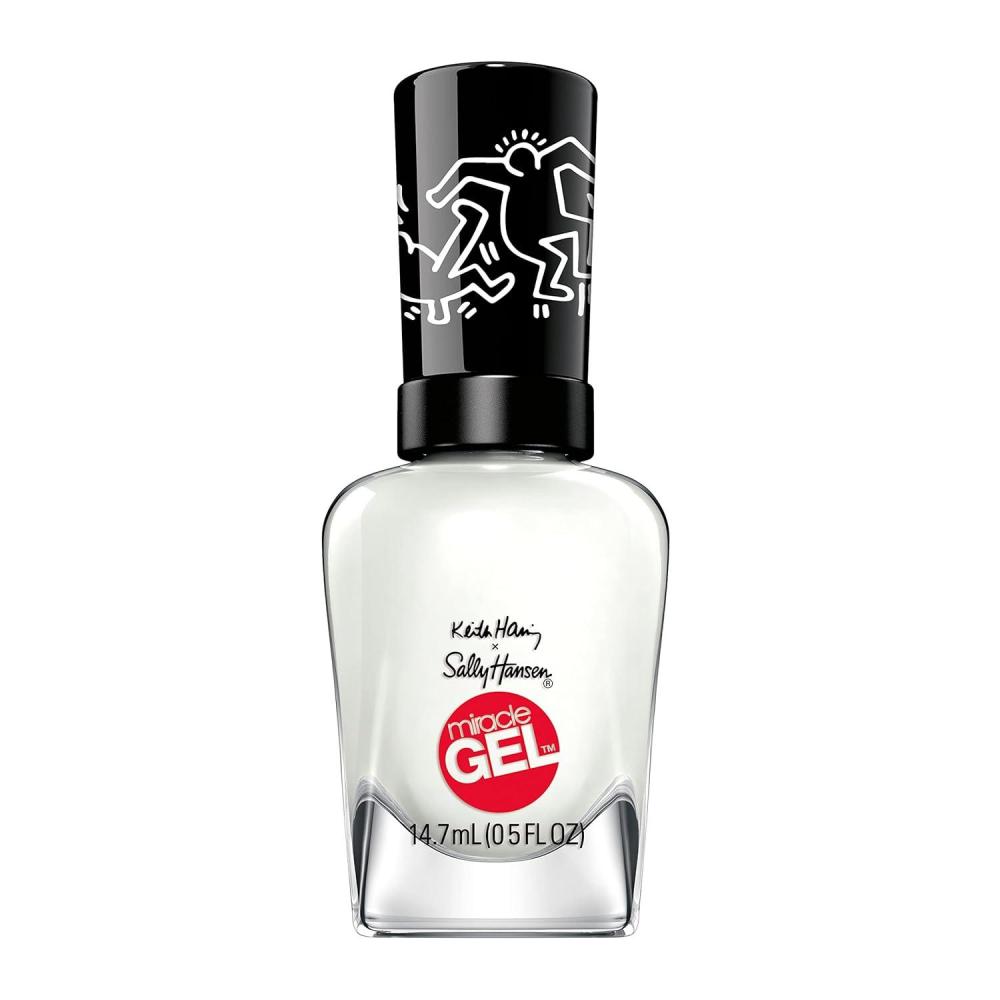 imageSally Hansen Miracle Gel Holiday Salon Quality Nail Polish GelLike Formula TwoStep System No UV Light Needed Long Lasting Opaque Glittery 911 Whisk You a Merry Xmas White Nail Polish918 Blanc Canvas
