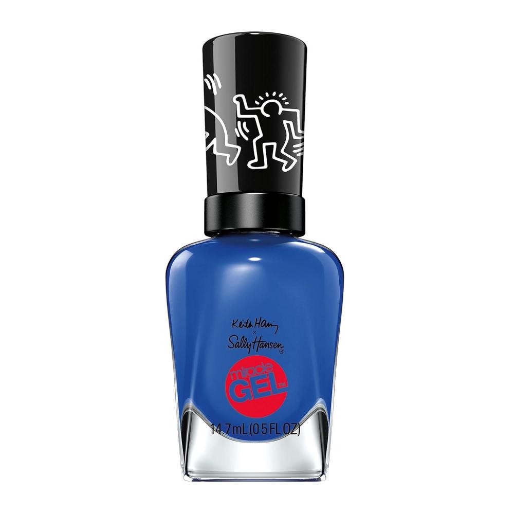 imageSally Hansen Miracle Gel Keith Haring Draw Blue In Long Lasting GelLike Formula No UV Lamp Needed Blue Nail Polish