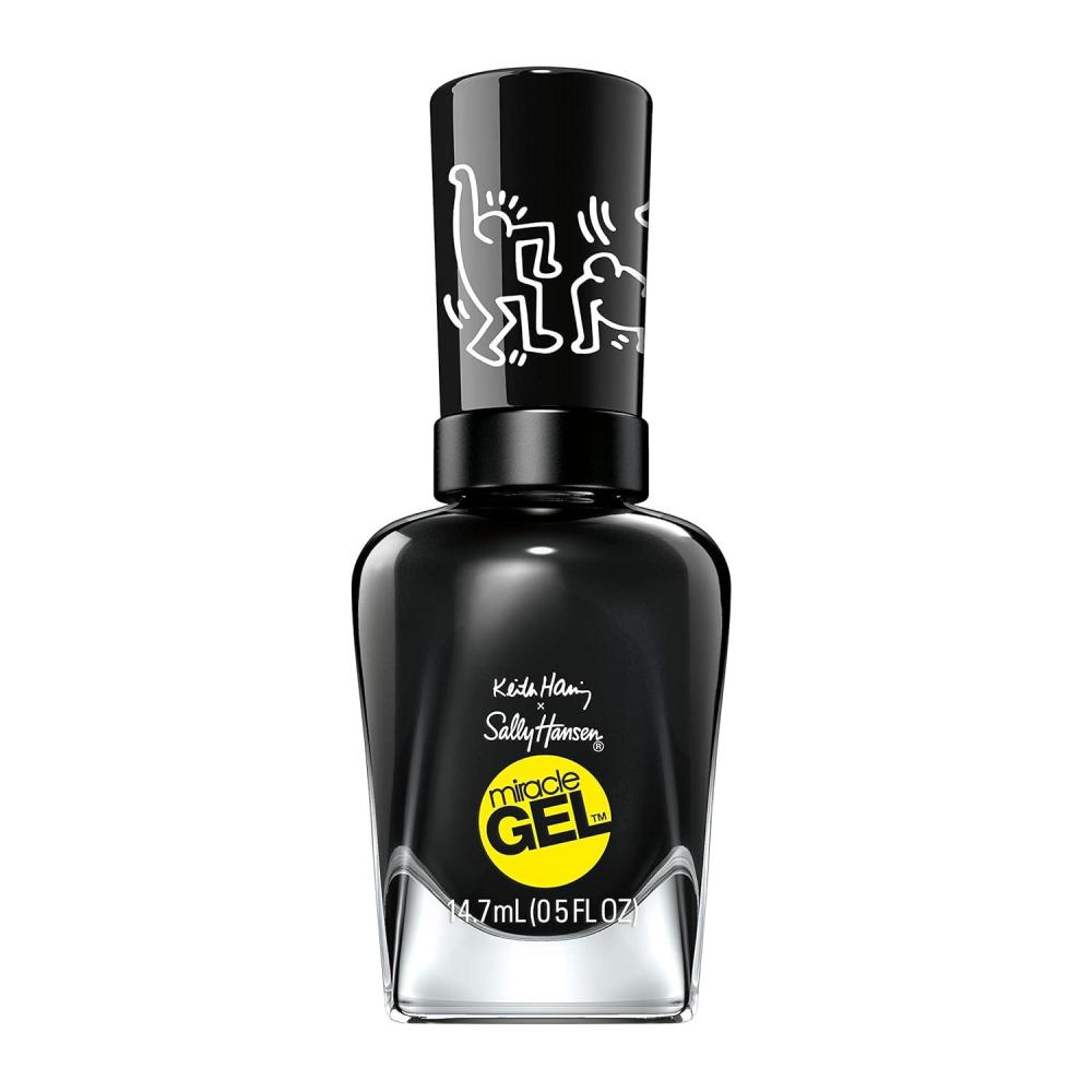 imageSally Hansen Miracle Gel Keith Haring Sketched in Stone Long Lasting GelLike Formula No UV Lamp Needed Black Nail Polish926 Sketched in Stone