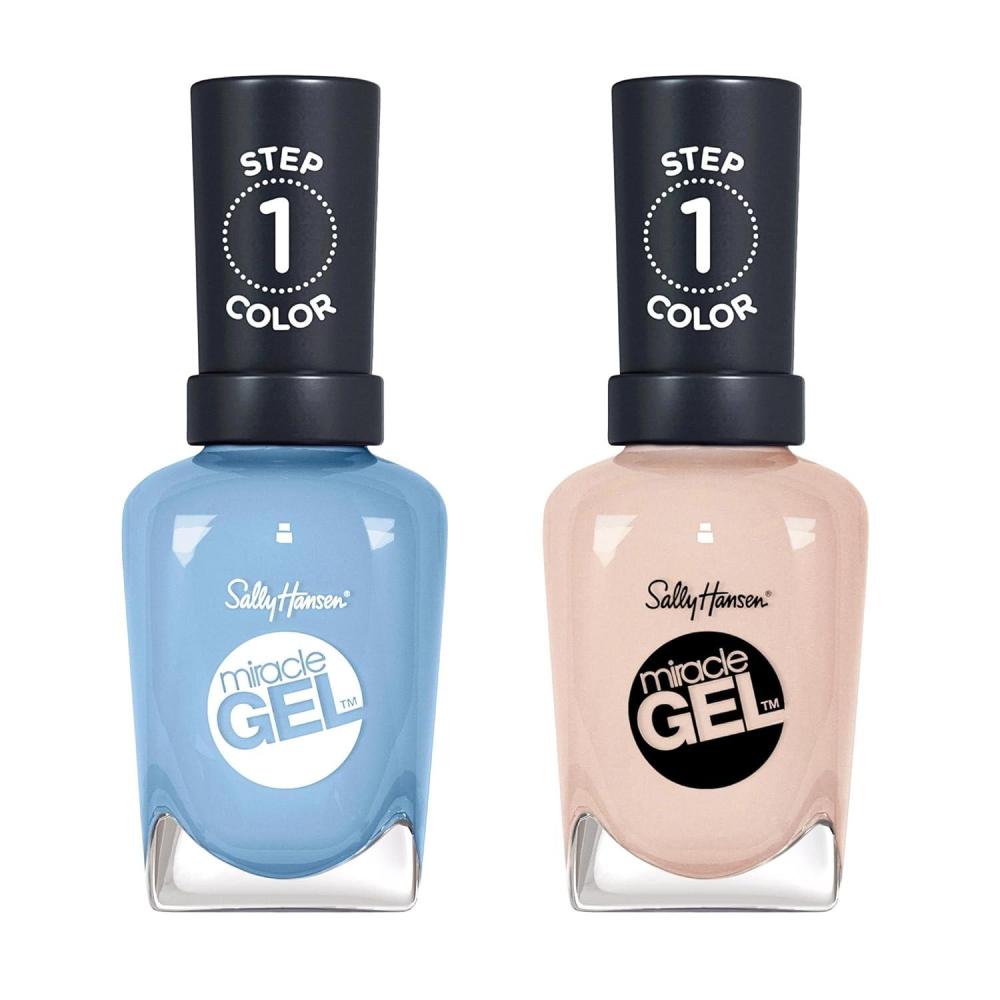 imageSally Hansen Miracle Gel Leaf Me Be  Chrome Clover Bundle Long Lasting GelLike Formula No UV Lamp Needed Green Nail Polish960 Sugar Fix  721 Cotton Candy