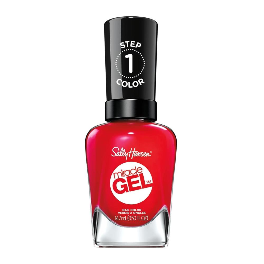 imageSally Hansen Miracle Gel Salon Quality Nail Polish  GelLike Formula TwoStep System No UV Light Needed Long Lasting  Opaque Glossy  449 Rhapsody Red  Classic Red Nail ColorRed Eye