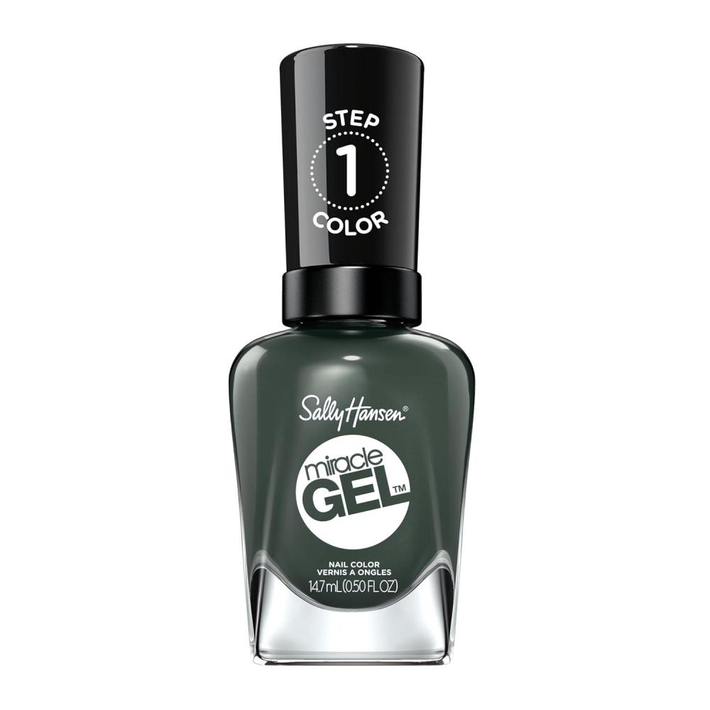 imageSally Hansen Miracle Gel Salon Quality Nail Polish  GelLike Formula TwoStep System No UV Light Needed Long Lasting  Opaque Glossy  676 Jealous Boyfriend  Dark Green Nail Polish762 Leaf Me Be