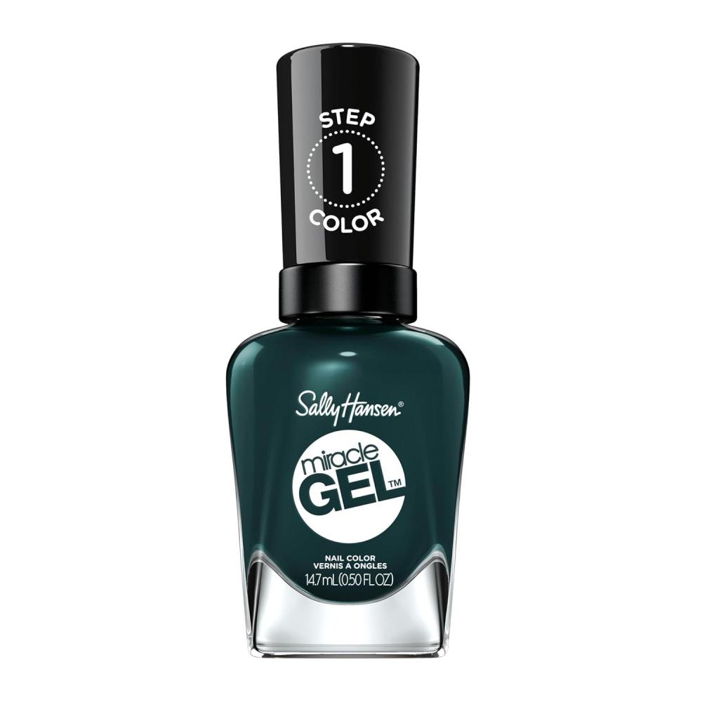 imageSally Hansen Miracle Gel Salon Quality Nail Polish  GelLike Formula TwoStep System No UV Light Needed Long Lasting  Opaque Glossy  676 Jealous Boyfriend  Dark Green Nail Polish676 Jealous Boyfriend