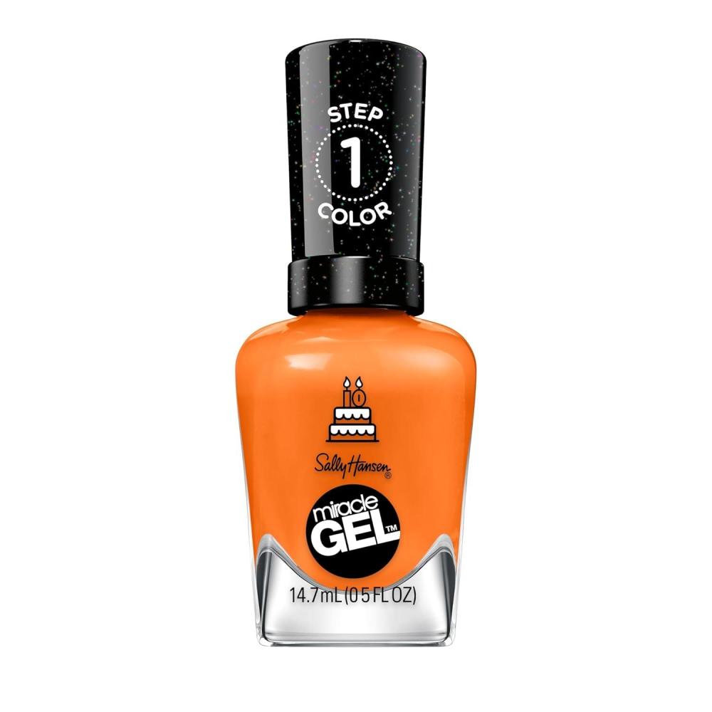 imageSally Hansen Miracle Gel Salon Quality Nail Polish  GelLike Formula TwoStep System No UV Light Needed Long Lasting  Opaque Shimmery  382 Sundown Socialite  Brown Orange Nail Color386 Gelebrate