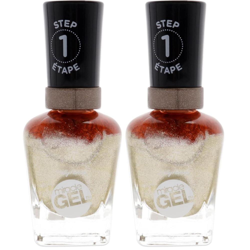 imageSally Hansen Miracle Gel Salon Quality Nail Polish  GelLike Formula TwoStep System No UV Light Needed Long Lasting  Opaque Shimmery  382 Sundown Socialite  Brown Orange Nail Color149 Game of Chromes