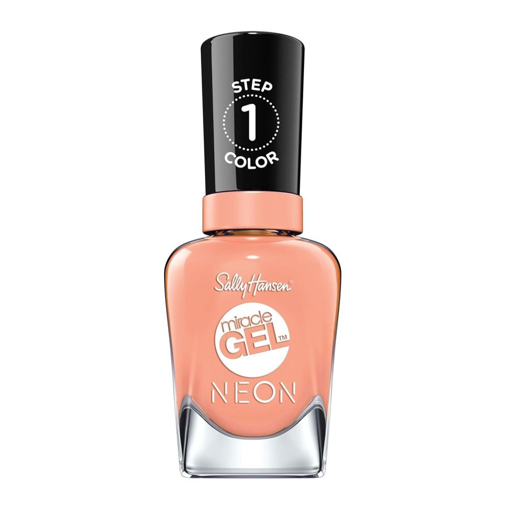 imageSally Hansen Miracle Gel Salon Quality Nail Polish GelLike Formula TwoStep System No UV Light Needed Long Lasting Opaque Shimmery 382 Sundown Socialite Brown Orange Nail Color51 Peach Please Neon