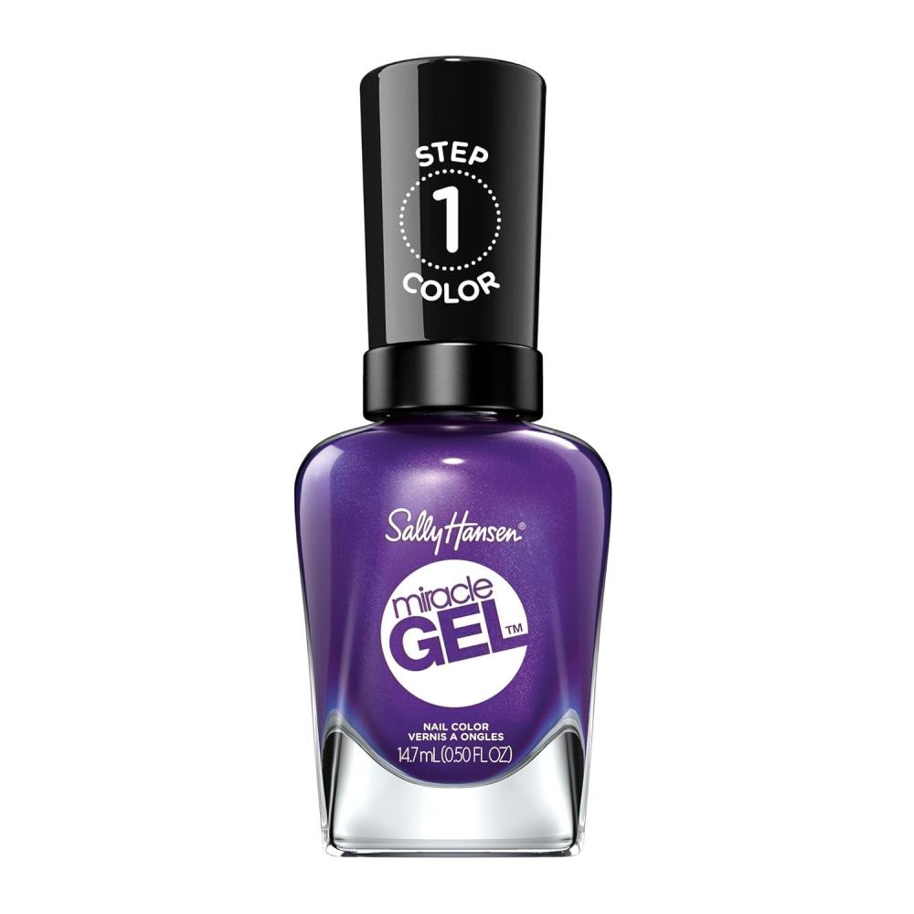 imageSally Hansen Miracle Gel Salon Quality Nail Polish  GelLike Formula TwoStep System No UV Light Needed Long Lasting  Opaque Shimmery  529 Hunger Flames  Purple Nail Color579570 Purplexed