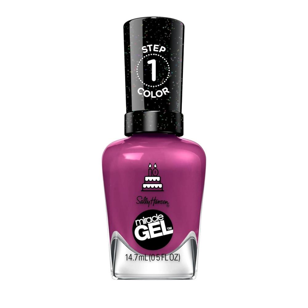 imageSally Hansen Miracle Gel Salon Quality Nail Polish  GelLike Formula TwoStep System No UV Light Needed Long Lasting  Opaque Shimmery  529 Hunger Flames  Purple Nail ColorBrewberry