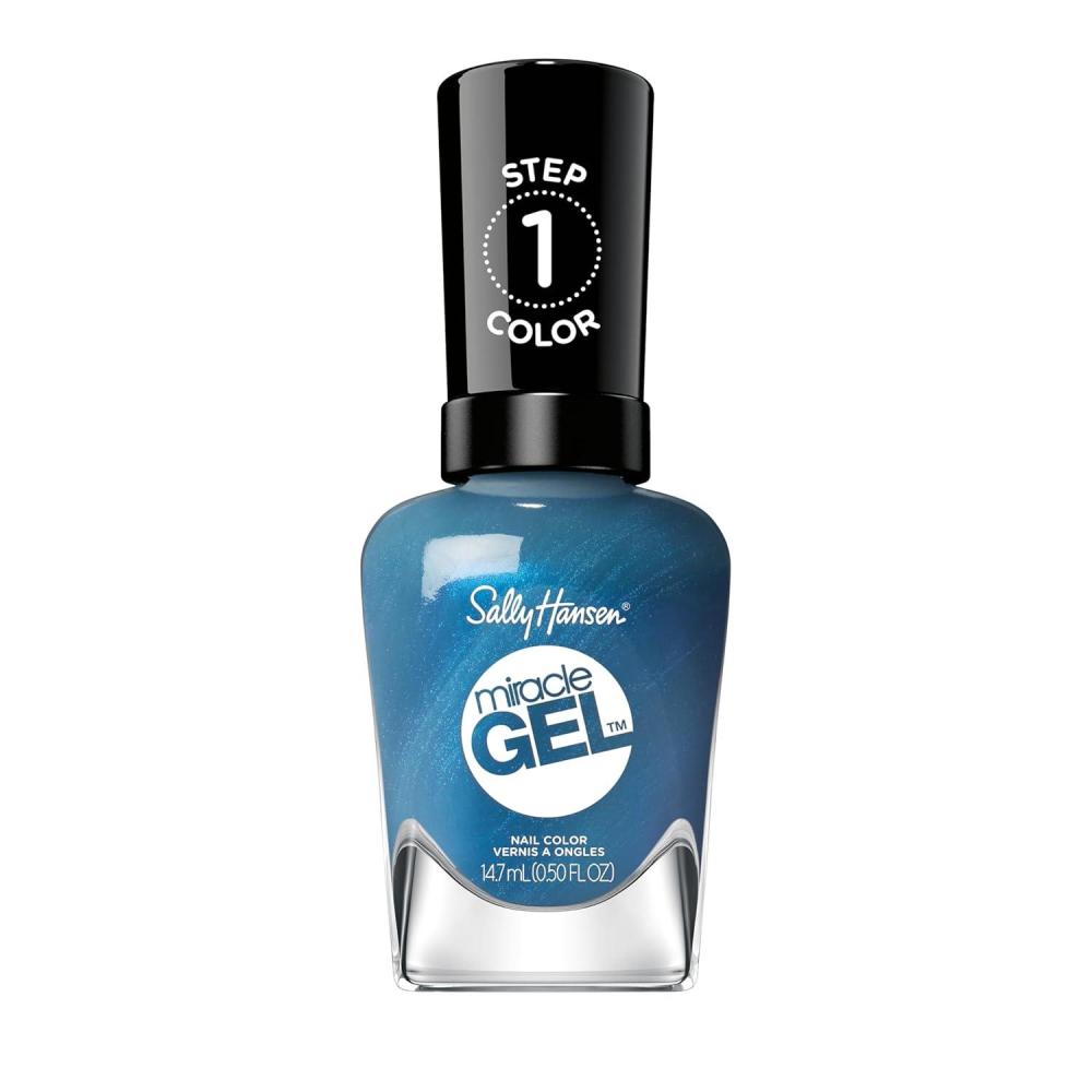 imageSally Hansen Miracle Gel Salon Quality Nail Polish GelLike Formula TwoStep System No UV Light Needed Long Lasting Shimmery 532 Affairy To Remember Purple with hints of Blue Nail Polish644 Distressed Denim