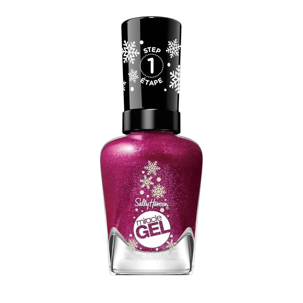 imageSally Hansen Miracle Gel Tinsel Time for Two Long Lasting GelLike Formula No UV Lamp Needed Semi Opaque Shimmery Nude Nail Polish923 Sugar Plum Kisses