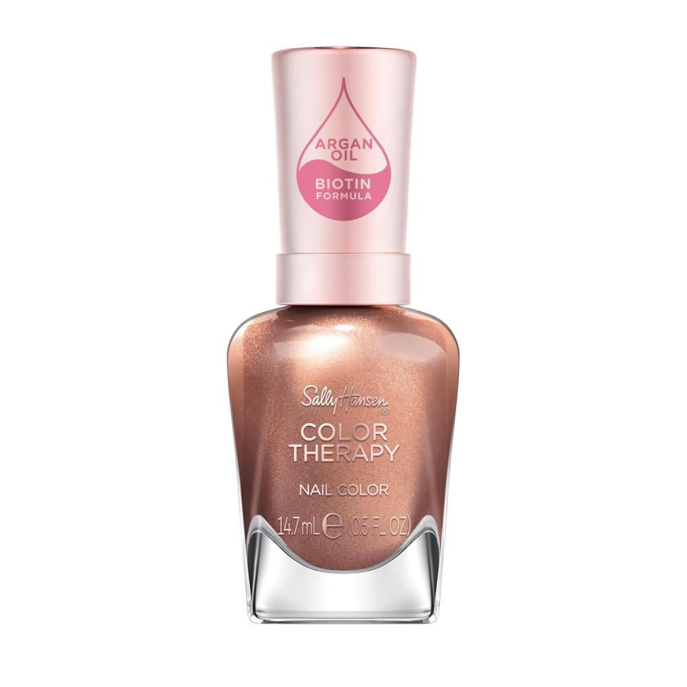 imageSally Hansen Nail Treatment Color Therapy Base Coat  Infused with Argan Oil  Long Lasting Healthy Nails Strengthening ampamp Nourishing194 Burnished Bronze