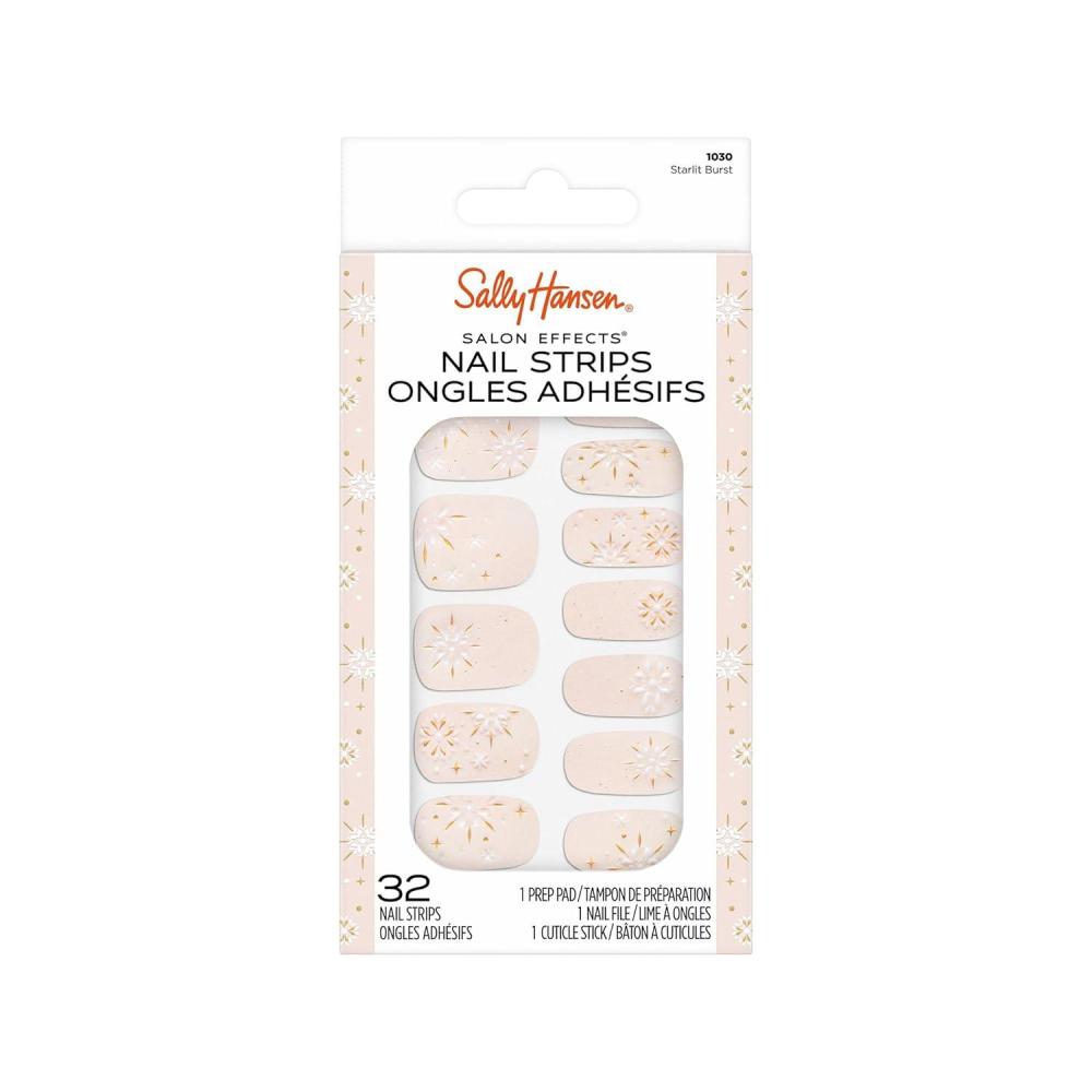 imageSally Hansen Salon Effects Gel Nail Strips Beacon of Taupe  Nude Printed No UVLED Nail Lamps SalonQuality Long Lasting Easy to Apply ampamp Remove  Includes 1 Prep Pad Nail File ampamp Wooden Stick1030 Starlit Burst