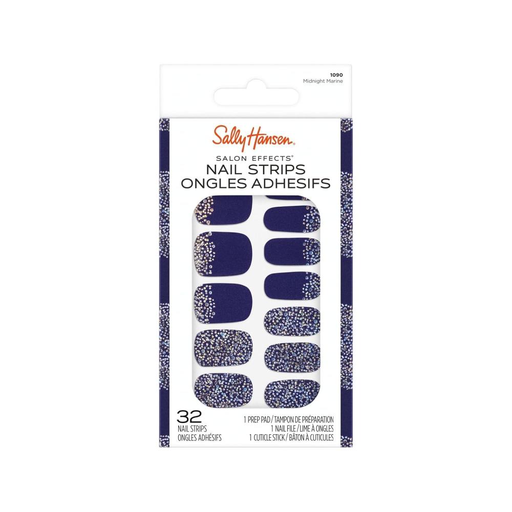 imageSally Hansen Salon Effects Gel Nail Strips Beacon of Taupe  Nude Printed No UVLED Nail Lamps SalonQuality Long Lasting Easy to Apply ampamp Remove  Includes 1 Prep Pad Nail File ampamp Wooden StickMidnight Marine