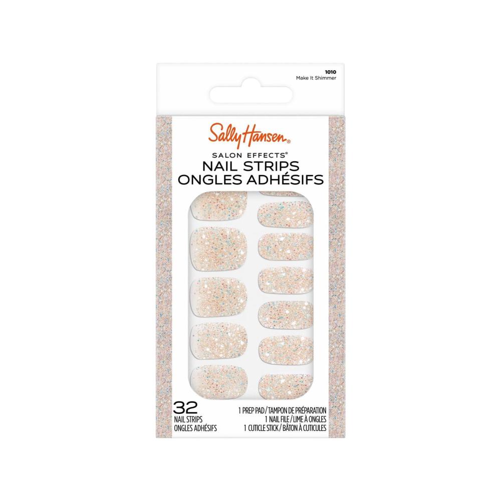 imageSally Hansen Salon Effects Gel Nail Strips Beacon of Taupe  Nude Printed No UVLED Nail Lamps SalonQuality Long Lasting Easy to Apply ampamp Remove  Includes 1 Prep Pad Nail File ampamp Wooden Stick1010 Make It Shimmer