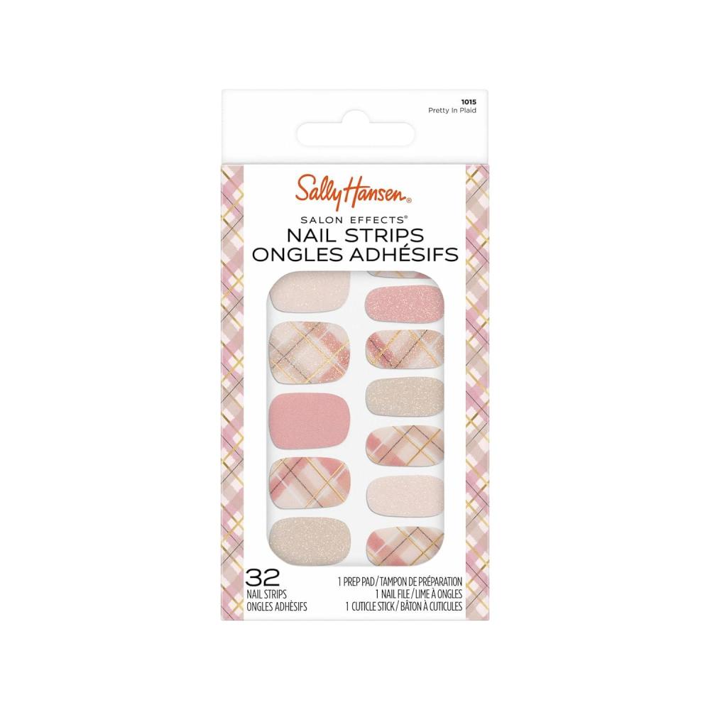 imageSally Hansen Salon Effects Gel Nail Strips Beacon of Taupe  Nude Printed No UVLED Nail Lamps SalonQuality Long Lasting Easy to Apply ampamp Remove  Includes 1 Prep Pad Nail File ampamp Wooden Stick1015 Pretty in Plaid