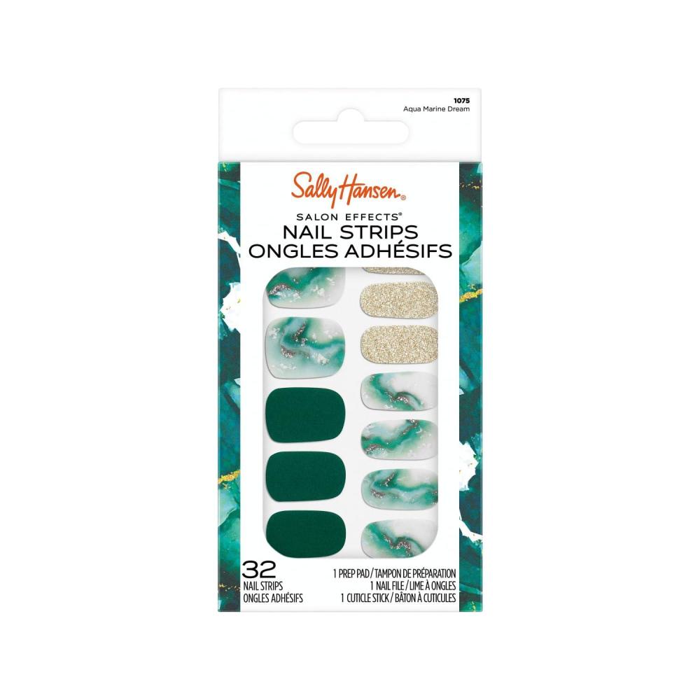 imageSally Hansen Salon Effects Gel Nail Strips Beacon of Taupe  Nude Printed No UVLED Nail Lamps SalonQuality Long Lasting Easy to Apply ampamp Remove  Includes 1 Prep Pad Nail File ampamp Wooden Stick1075 Aqua Marine Dream