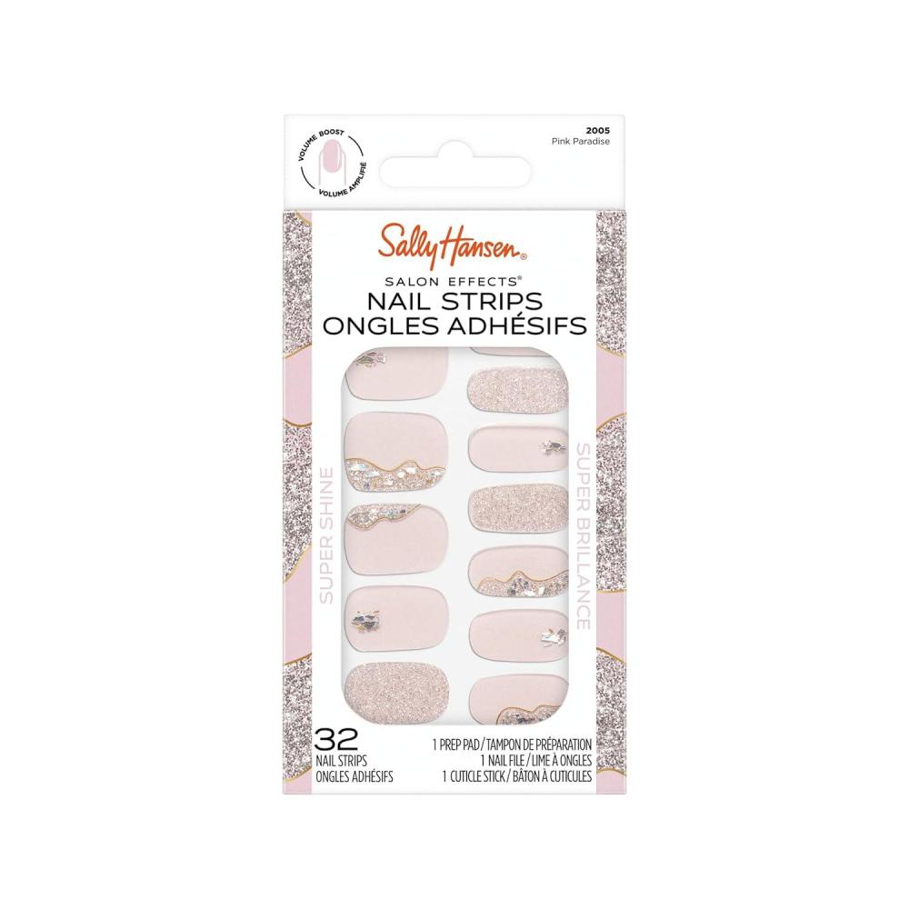 imageSally Hansen Salon Effects Gel Nail Strips Beacon of Taupe  Nude Printed No UVLED Nail Lamps SalonQuality Long Lasting Easy to Apply ampamp Remove  Includes 1 Prep Pad Nail File ampamp Wooden Stick2005 Pink Paradise