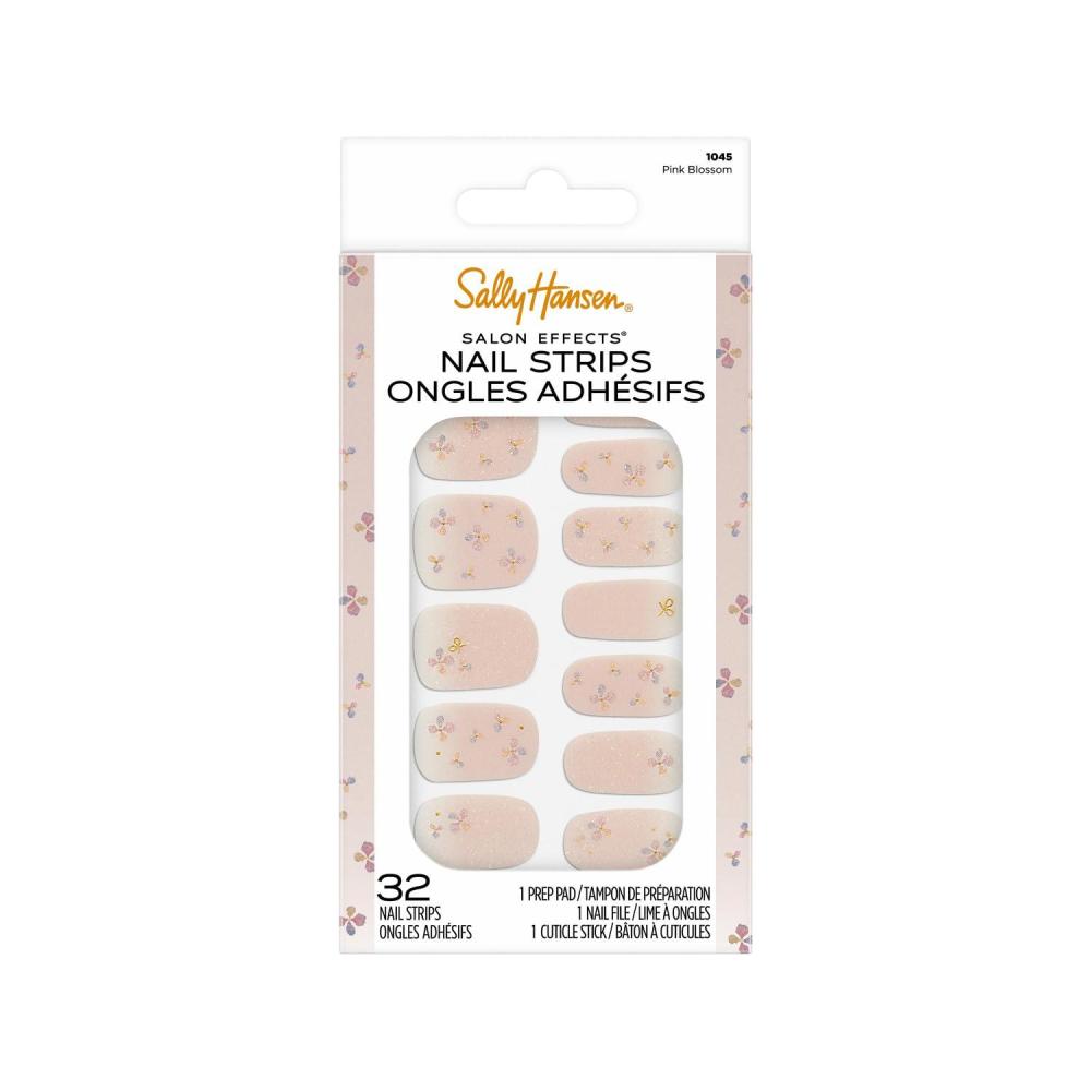 imageSally Hansen Salon Effects Gel Nail Strips Beacon of Taupe  Nude Printed No UVLED Nail Lamps SalonQuality Long Lasting Easy to Apply ampamp Remove  Includes 1 Prep Pad Nail File ampamp Wooden Stick1045 Pink Blossom