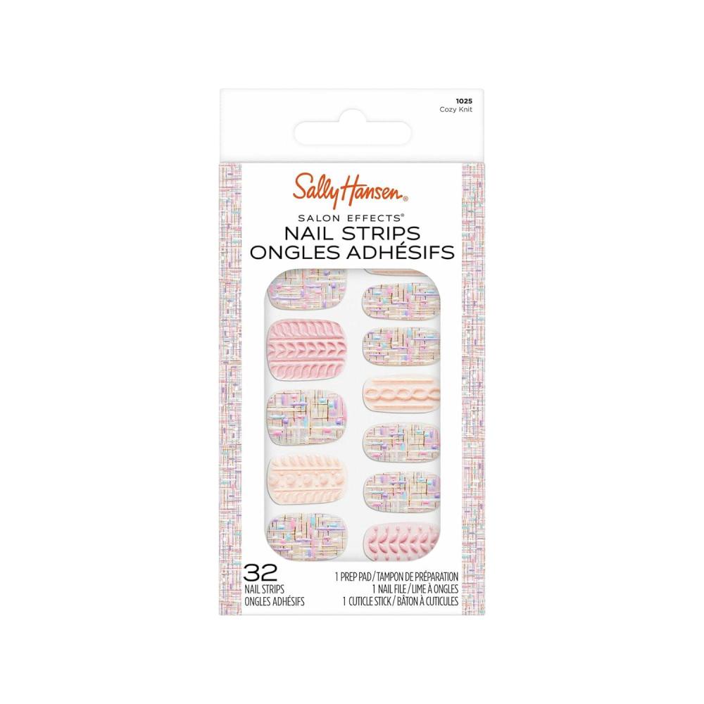 imageSally Hansen Salon Effects Gel Nail Strips Beacon of Taupe  Nude Printed No UVLED Nail Lamps SalonQuality Long Lasting Easy to Apply ampamp Remove  Includes 1 Prep Pad Nail File ampamp Wooden Stick1025 Cozy Knit