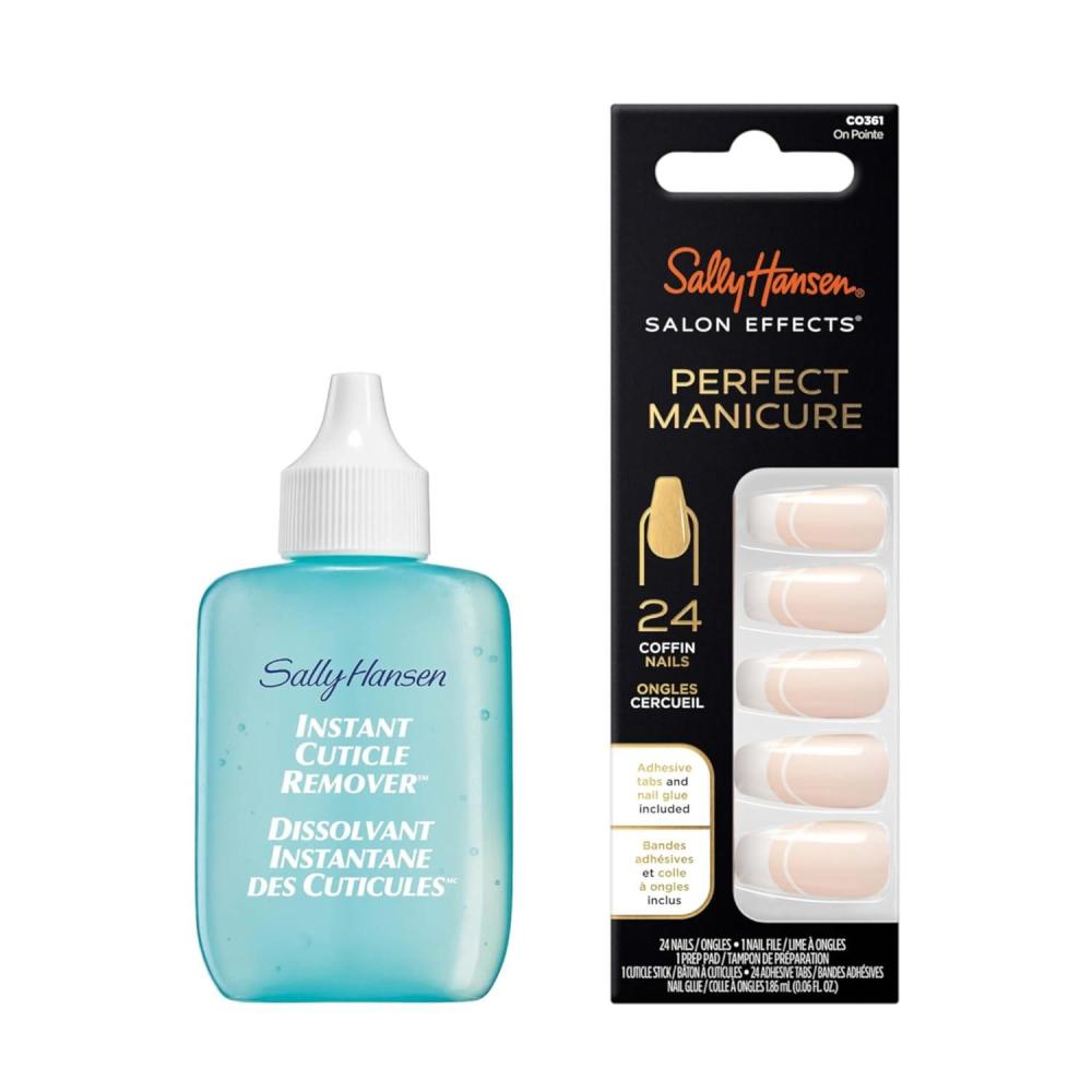 imageSally Hansen Salon Effects Perfect Manicure On Pointe  Sally Hansen Instant Cuticle Remover Bundle Press On Nails Oval Shaped NonDamaging Adhesive Tabs File and Alcohol Pad Included