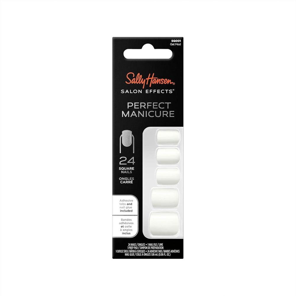 imageSally Hansen Salon Effects Perfect Manicure Only Have Ice For You Press On Nails Almond Shaped NonDamaging Adhesive Tabs File and Alcohol Pad Included Pack of 2Get Mod