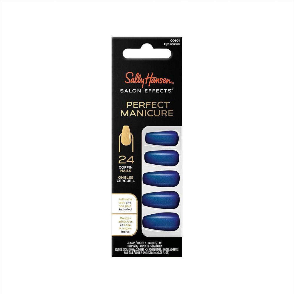 imageSally Hansen Salon Effects Perfect Manicure Only Have Ice For You Press On Nails Almond Shaped NonDamaging Adhesive Tabs File and Alcohol Pad Included Pack of 2HypNautical